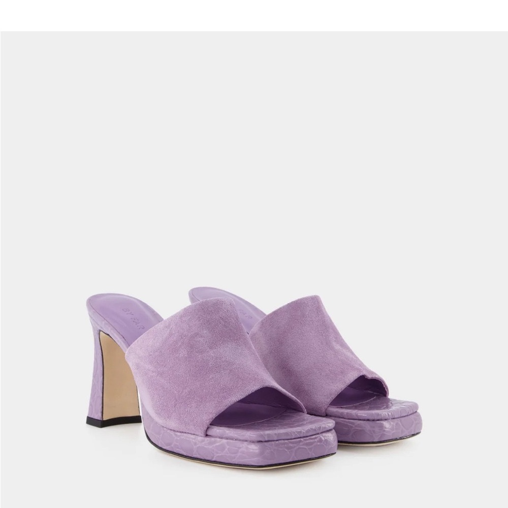 BY FAR Purple Mules Plush Open-Toe